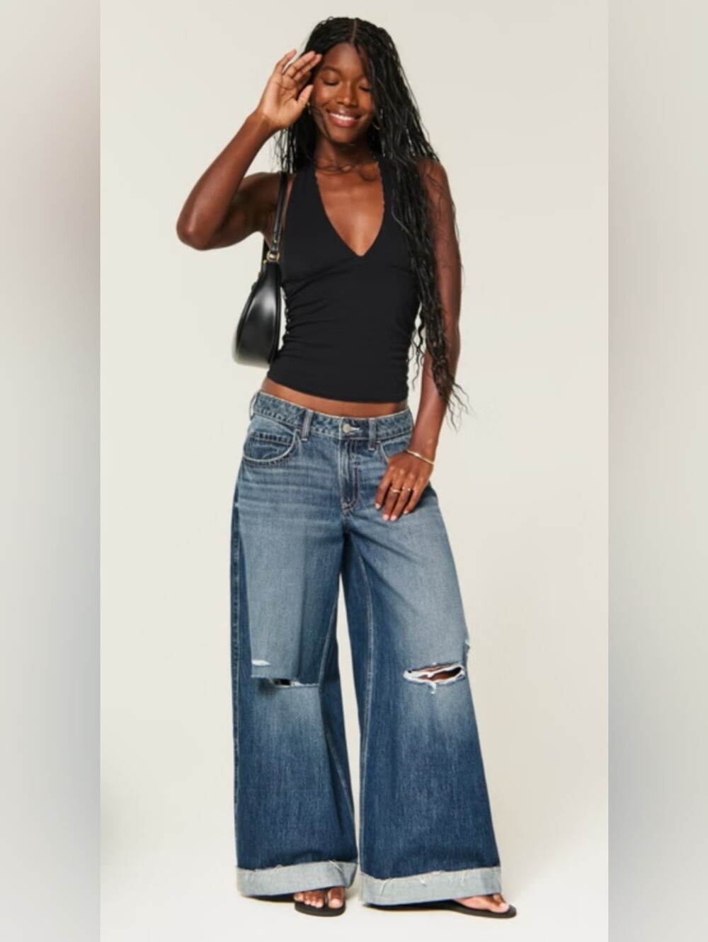 Hollister Ultra Low-rise Ripped Beyond Baggy Jeans SZ 25 NWT